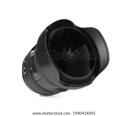 Camera's lens isolated on white. Photography equipment
