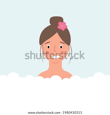 Woman takes a bath. Spa. Soap bubbles vector image