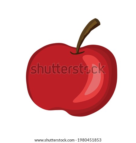 Apple icon isolated on white background. Natural delicious fresh ripe tasty fruit. Template vector illustration for packaging, banner, card and other design. Red apples with leaves. Food concept.