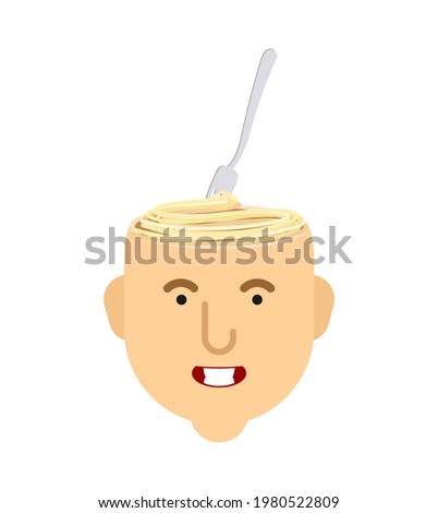 Pasta in head. Mess in head. vector illustration