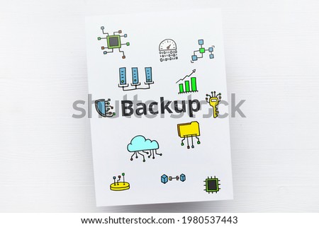 Concept backup or file and recovery phrase for crypto wallet with abstract icons