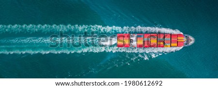 webinar banner,Aerial top view of cargo ship with contrail in the ocean sea ship carrying container and running for export from container custom ocean concept freight shipping by ship service Royalty-Free Stock Photo #1980612692