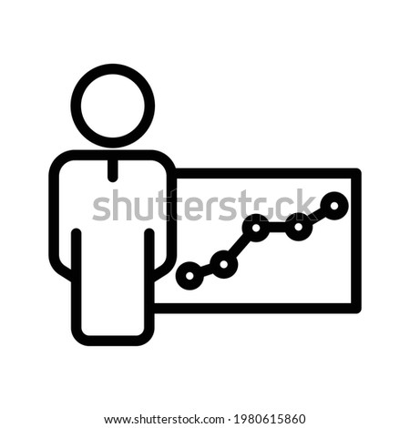 People line icon with chart. business symbol. simple illustration. Editable stroke. Design template vector