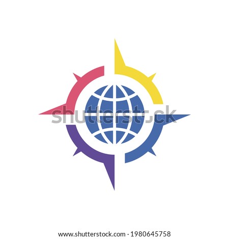 Vector Graphic Illustration of Colorful World Globe Compass Travel Logo Design