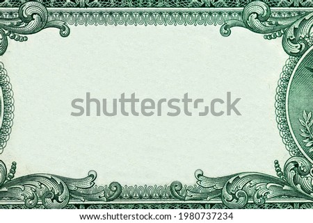 US One Dollar Border with Empty Middle Area. Clear Pattern with High Resolution for Your Picture Or Text.