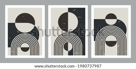 Set of trendy abstract creative geometric minimalist artistic compositions. Vintage vector design for wall decoration, decor, print, cover, poster, card, wallpaper.
