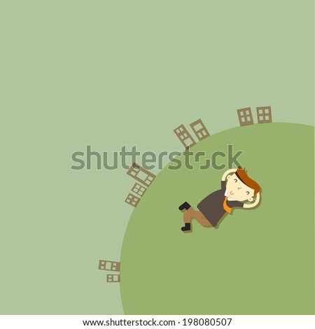 Businessman relaxing on the ground and look at the sky, VECTOR, EPS10 