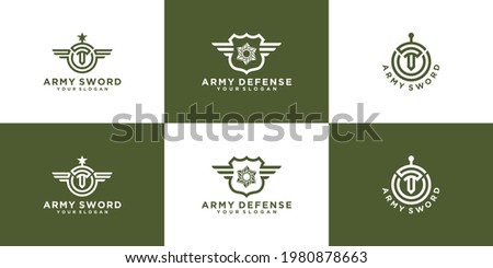 collection of military logos and army soldier insignia Royalty-Free Stock Photo #1980878663