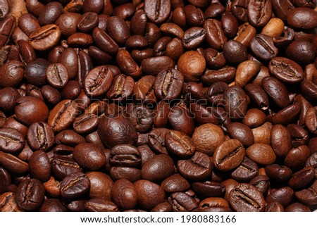 Close up coffe beans high vie angle