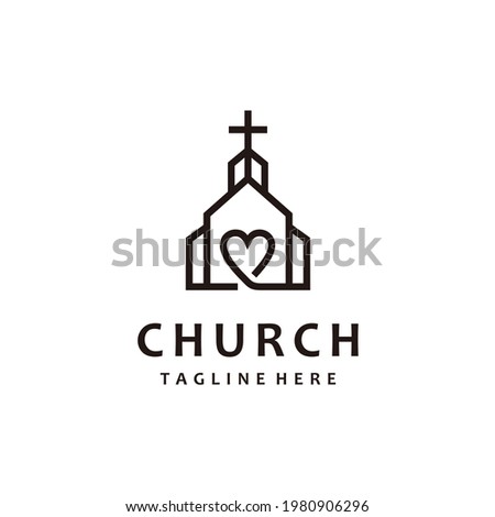 Christian church lovers cross gospel line art logo design inspiration	 Royalty-Free Stock Photo #1980906296