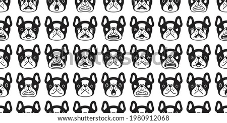 dog seamless pattern french bulldog emotions vector breed footprint paw cartoon repeat wallpaper tile background scarf isolated illustration doodle design