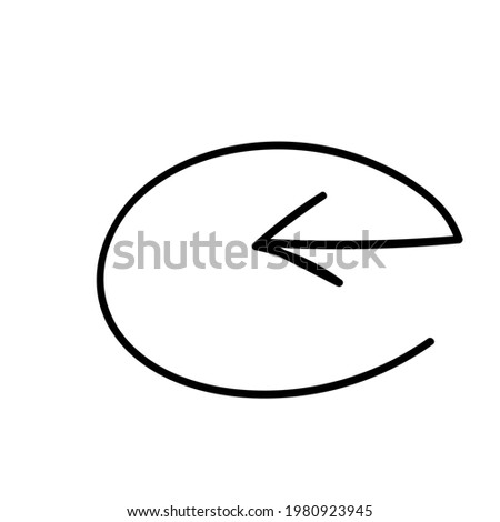 round frame with an arrow pointing inward to an oval. hand-drawn doodle. vector illustration element