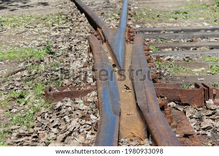 railway switch at the fork in the tracks