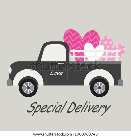 Love car and heart shape for valentine or wedding card