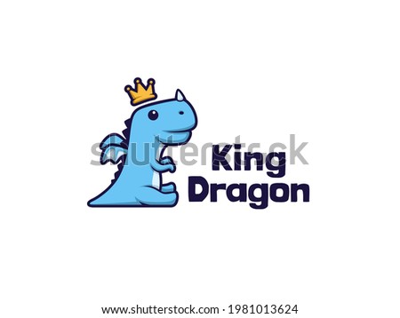Cartoon cute dragon logo character mascot design illustration