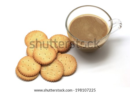 biscuit and coffee isolated on white background 