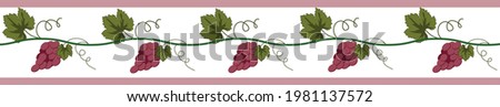 vine ornament on the ribbon. Border for labels, wine advertising