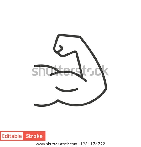 Strong hand line icon. Simple outline style. Muscle, arm, bicep, power, protein, man, strength, flex, human body concept. Vector illustration isolated on white background. Editable stroke EPS 10. Royalty-Free Stock Photo #1981176722