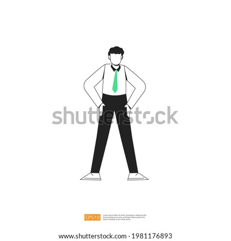businessman or young man worker character pose with hand gesture in flat style isolated vector illustration