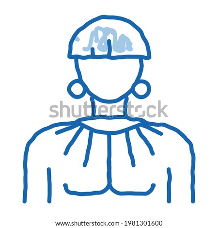 Young Aztec Man sketch icon vector. Hand drawn blue doodle line art Young Aztec Man Sign. isolated symbol illustration