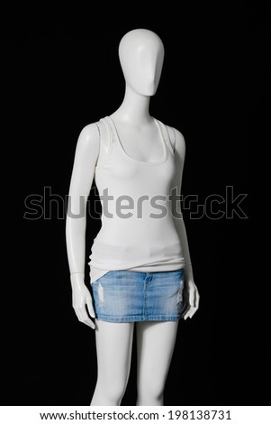 mannequin female white shirt and short Ã¢Â?Â?black background 