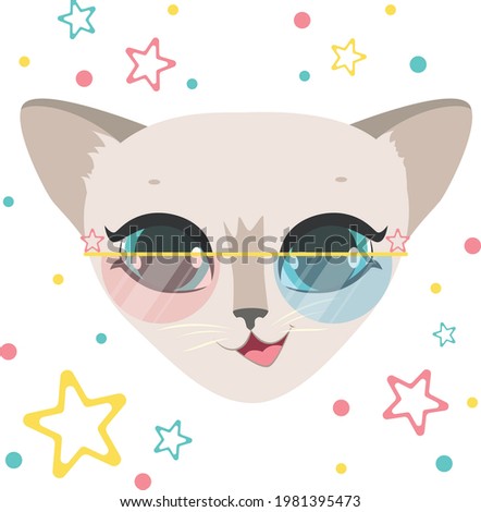 Cute kitten girl fabric print