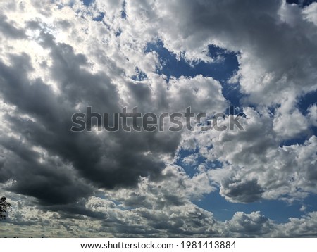 Image of the blue sky in พainy season with clouds.