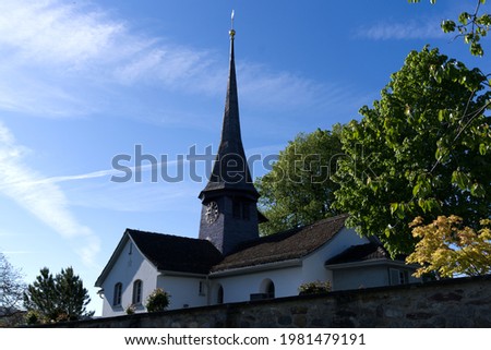 Old church of Zurich Witikon on a hill at springtime. Photo taken May 28th, 2021, Zurich, Switzerland.