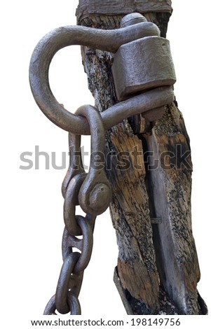 Old anchor chain on white background