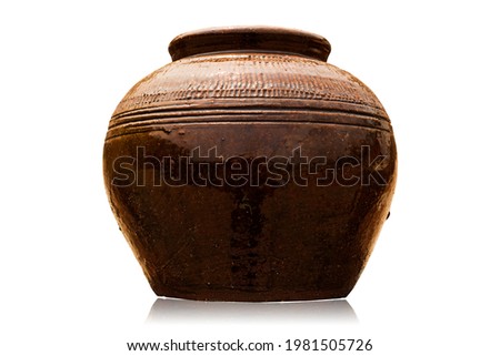 Glazed clay pot isolated on a white background with clipping path.