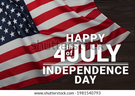 July 4 Independance day Patriotic Symbols USA. National celebration Fourth of July federal holiday United States. American flag Stars and Stripes Red, White, and Blue Old Glory Star-Spangled Banner