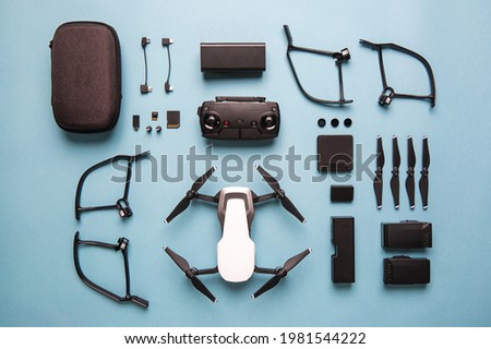 This is the picture of drone knoll flat lay Royalty-Free Stock Photo #1981544222