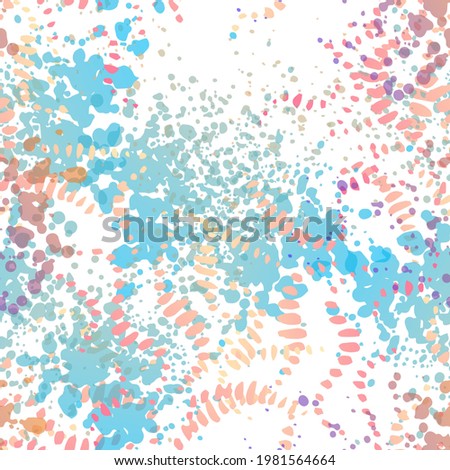 Stains Seamless Pattern. Fashion Concept. Distress Print. Pink, Mint Illustration. Army Surface Textile. Ink Stains. Spray Paint. Splash Blots. Artistic Creative Vector Background.