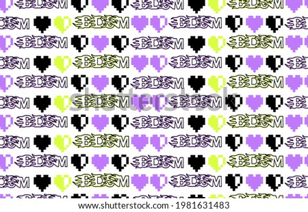 BDSM seamless pattern with pixel hearts