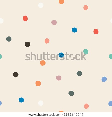 Seamless pattern with bright hand drawn dots