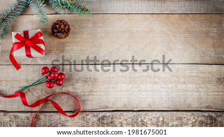 Old wood texture background surface. Wood texture table surface top view. Vintage wood texture background. Natural wood texture. Christmas. Present. space for text