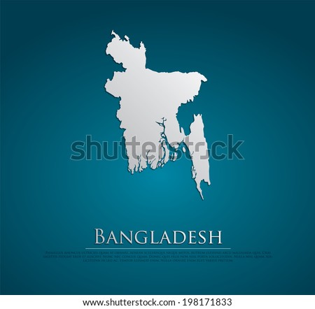 vector Bangladesh Map card paper on blue background, high detailed