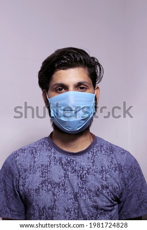 Wearing three layer hygienic mask
