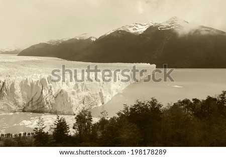 Perito Moreno glacier. Argentina. South America. Sepia tone
