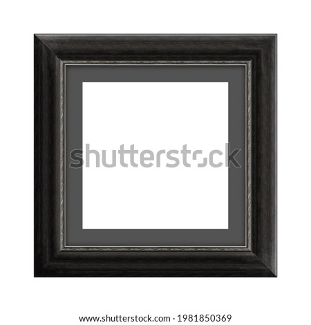black wooden frame for picture or photo, frame for a mirror isolated on white background. With clipping path
