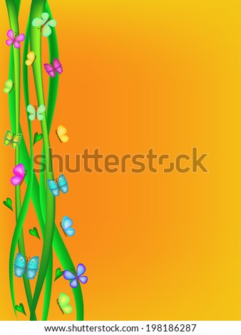 colorful butterfly on orange background