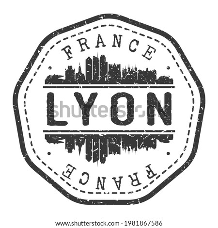 Lyon, France Stamp Skyline Postmark. Silhouette Postal Passport. City Round Vector Icon. Vintage Postage Design.