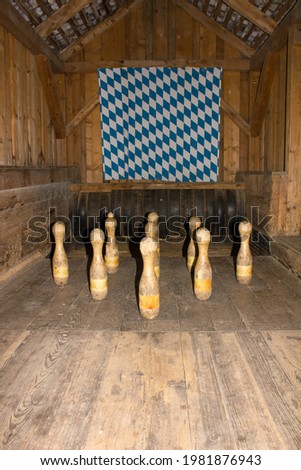  historical wooden bowling alley in Germany, Bavaria, Europe