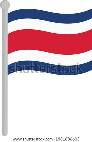 Vector illustration of the flag of Costa Rica on a pole