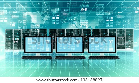 Computer connected to global internet server network and doing data processing