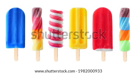 Set of unique colorful summer popsicles isolated on a white background Royalty-Free Stock Photo #1982000933