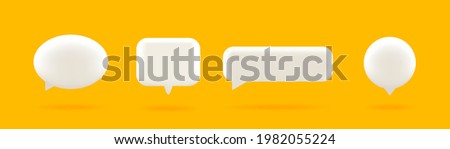 Set of four 3D speech bubble icons, isolated on orange background. 3D Chat icon set. Royalty-Free Stock Photo #1982055224
