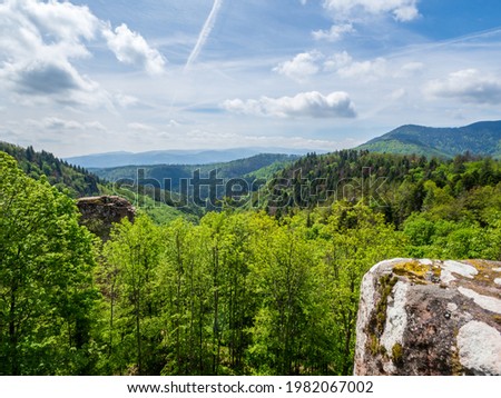 Ruins of the medieval castle of Nidek in the Vosges mountains, Alsace, France