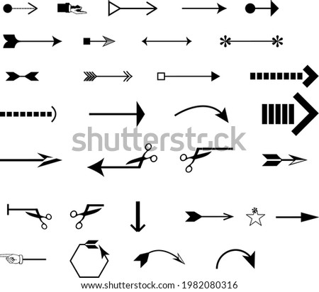 Stylish Arrows. Black color arrows. hand arrows. scissors. vector arrows. arrow.