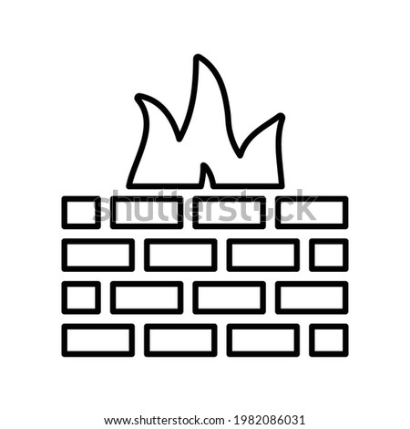 Fire wall, firewall outline icon. Line art vector design.